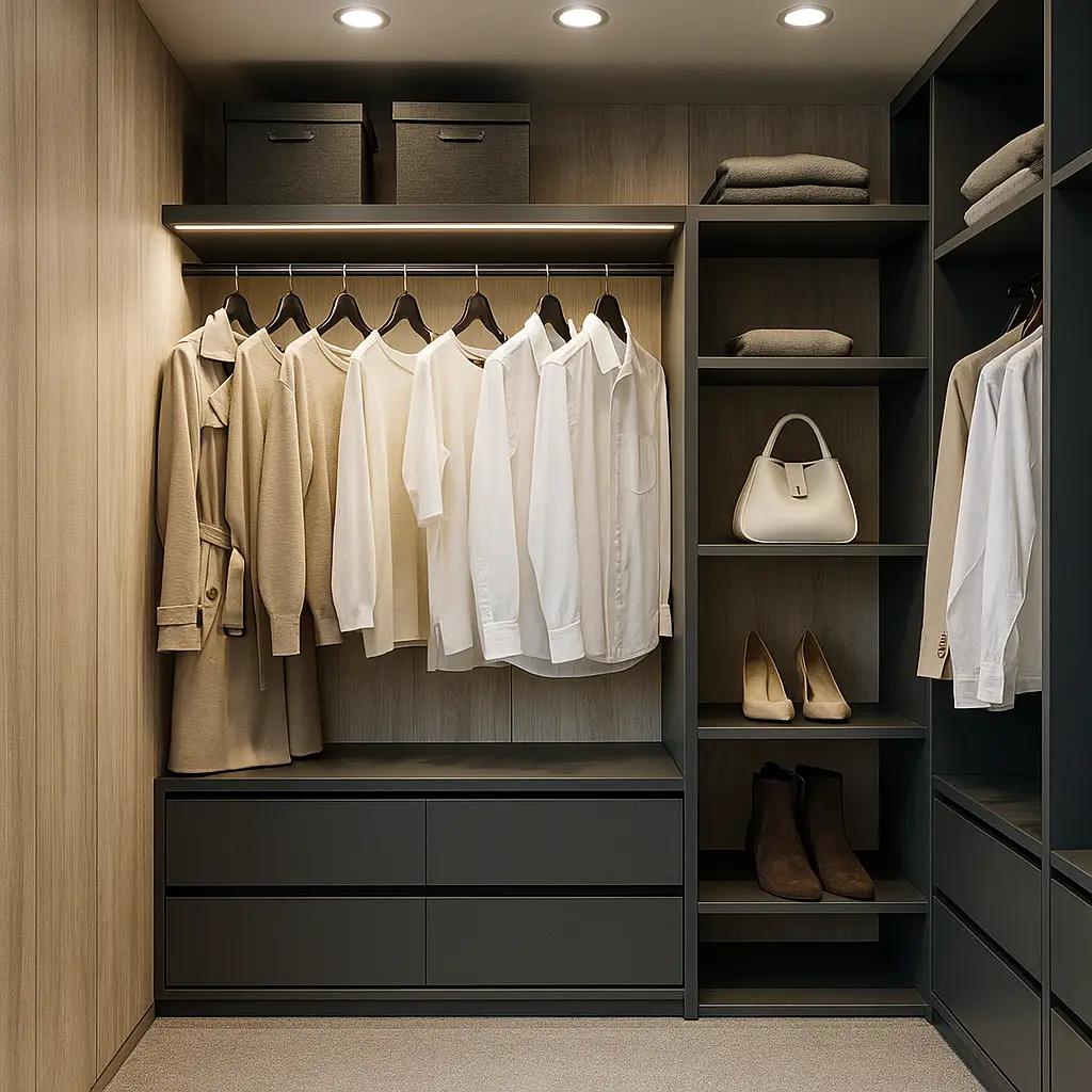 Moderný walk-in šatník na mieru